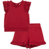 Ponte Knit Short Set, Red - Mixed Apparel Set - 1 - thumbnail