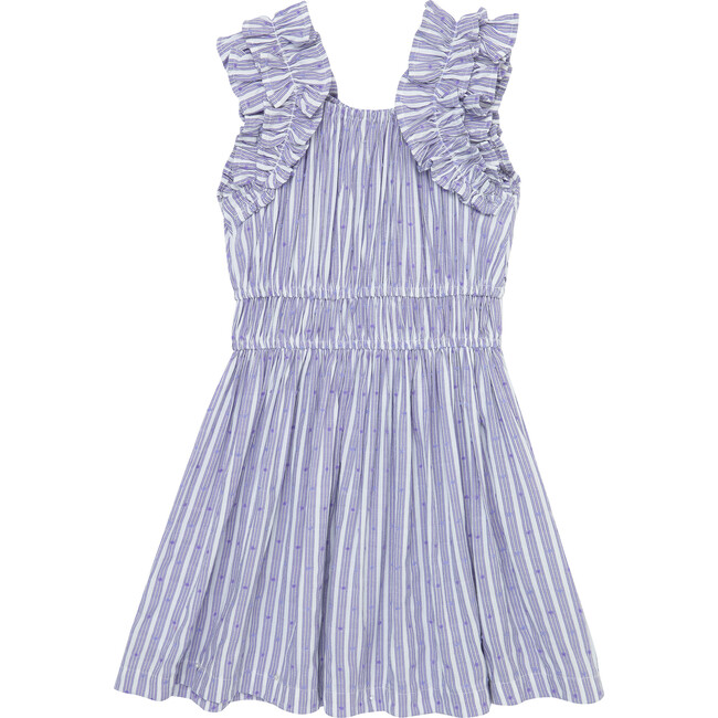 Swiss Dot Ruffle Dress, Purple - Dresses - 2