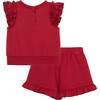 Ponte Knit Short Set, Red - Mixed Apparel Set - 2