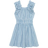 Swiss Dot Ruffle Dress, Blue - Dresses - 2