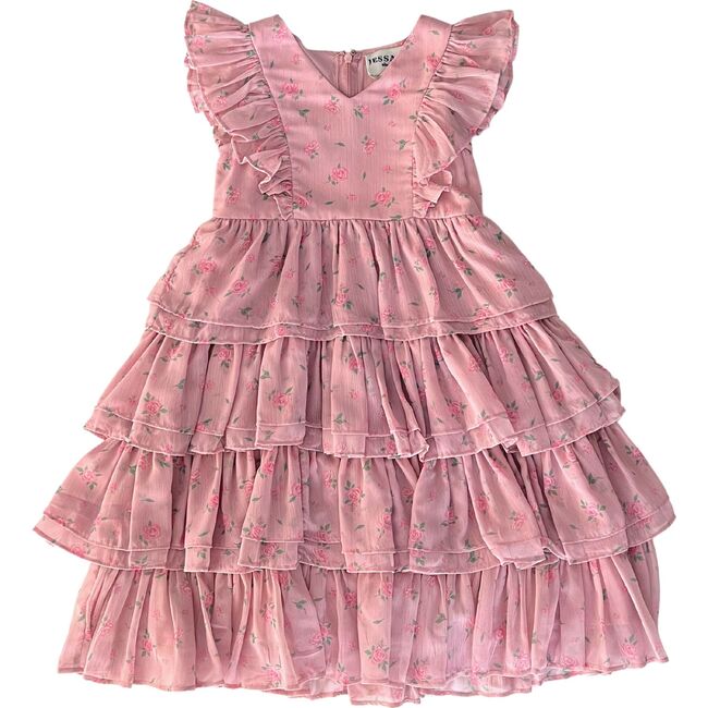 Emmylou V-Neck Flutter Sleeve Dress, Pink