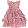 Emmylou V-Neck Flutter Sleeve Dress, Pink - Dresses - 1 - thumbnail