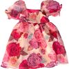 Polly Square Neck Mini Babydoll Dress, Rose Florals - Dresses - 1 - thumbnail