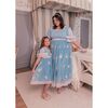 Dolly Two-Toned Ruffled Sleeve Dress, Blue - Dresses - 4