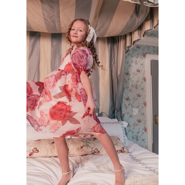 Polly Square Neck Mini Babydoll Dress, Rose Florals - Dresses - 4