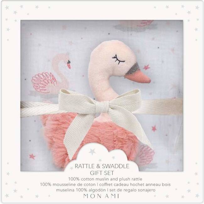 French Swan Blanket & Rattle Gift Set - Mixed Accessories Set - 1