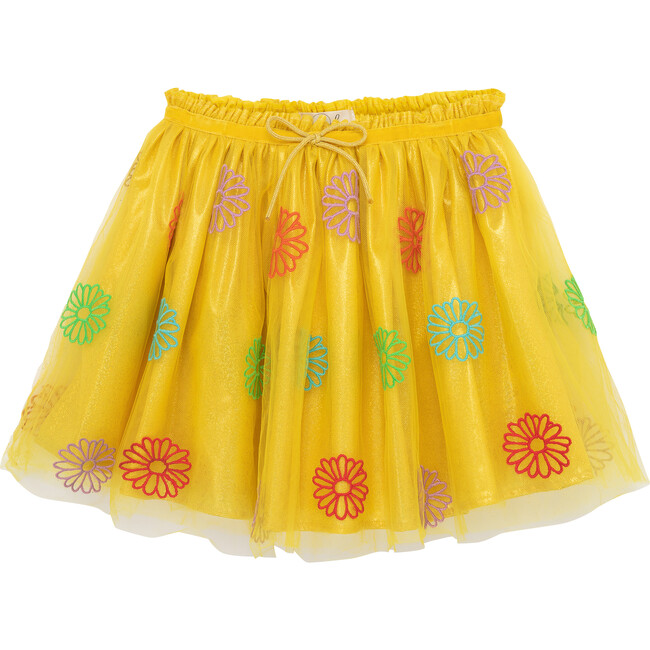Embroidered Daisies Skirt, Yellow