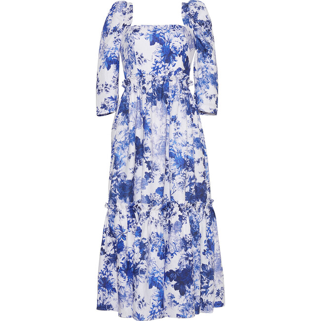 Women's Blue Hill Square Neck Dress, Nordic Fields Blue