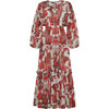 Women's Alice V-Neck Dress, Peacock Coral - Dresses - 1 - thumbnail