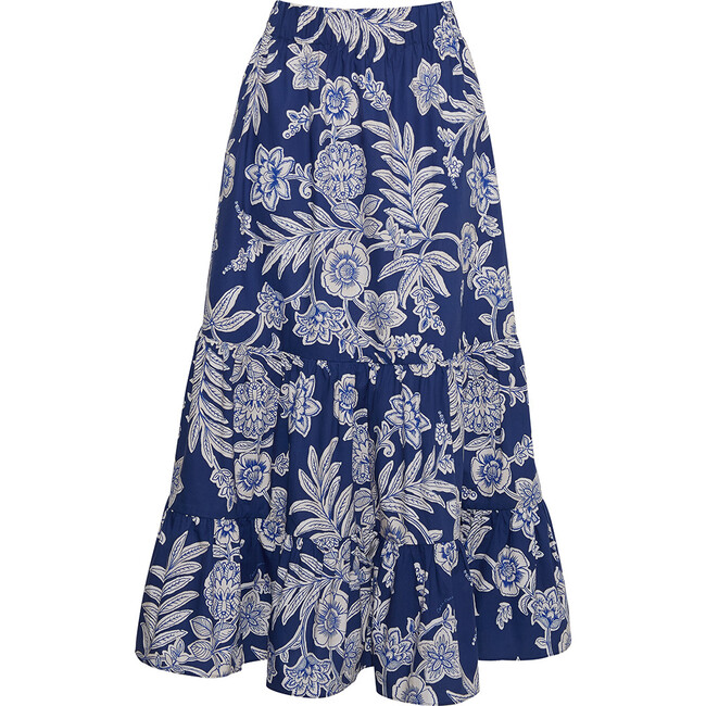 Women's Chase Double-Tiered Midi Skirt, Anna Floral Navy