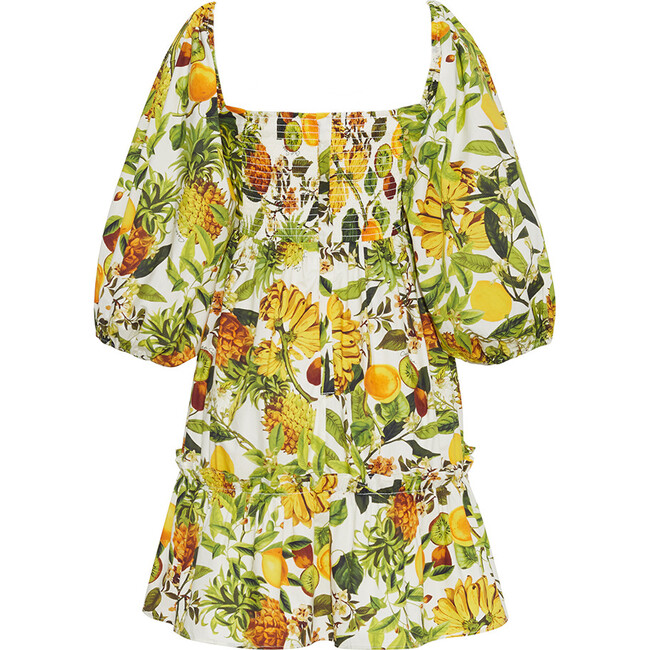 Women's Sip Sip Off-Shoulder Dress, Banana Print - Dresses - 2