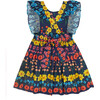 Sage Ruffle Shoulder Tie-Back Dress, Flowerbox Navy - Dresses - 3 - thumbnail