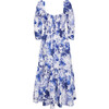 Women's Blue Hill Square Neck Dress, Nordic Fields Blue - Dresses - 3