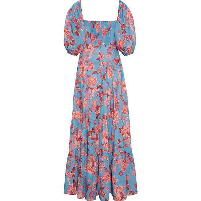 Women's Quinn Sweetheart Neck Bubble Sleeve Dress, Nippon Blue Coral - Dresses - 3
