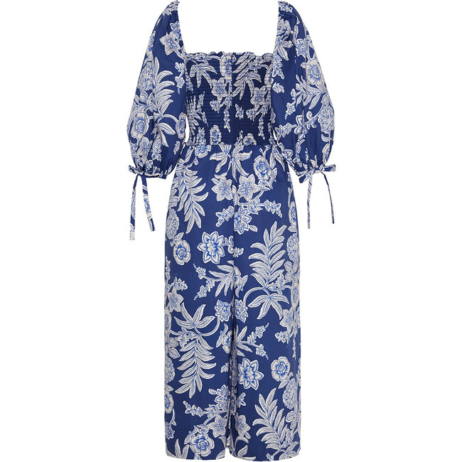 Women's Jazzy Anna Three-Quarter Sleeve Floral Jumpsuit, Navy - Rompers - 3