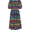 Women's Mimi Flowerbox Off-Shoulder Slip-On Dress, Navy - Dresses - 3