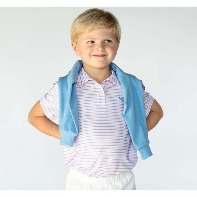 Match Point Polo Shirt, Pebble Periwinkle Stripe - Polo Shirts - 2