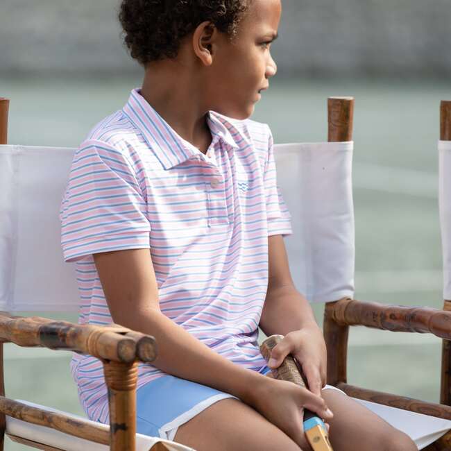 Match Point Polo Shirt, Pebble Periwinkle Stripe - Polo Shirts - 3