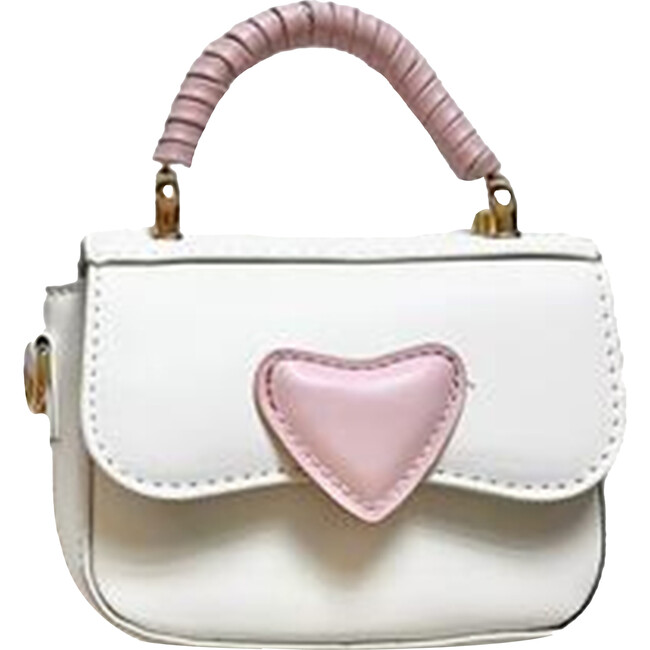 Faux Leather Heart Purse, White