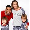 Organic Cotton Christmas Family Two Piece Printed Pajama Set For Mom, Grey Mix Dark Grey Red With Printed Deers And Ho Ho Ho - Pajamas - 3