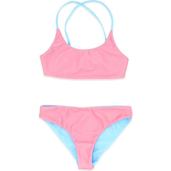 Waverly Reversible Bikini, Blue And Pink