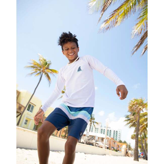 Fin Long Sleeve Rash Top, White - Rash Guards - 3