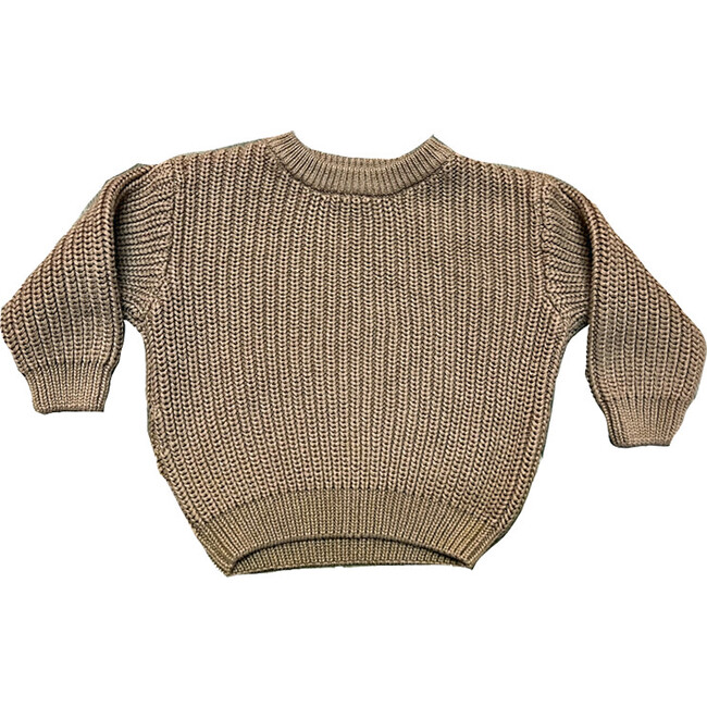 Ribbed Knit Sweater, Taupe - Sweaters - 1