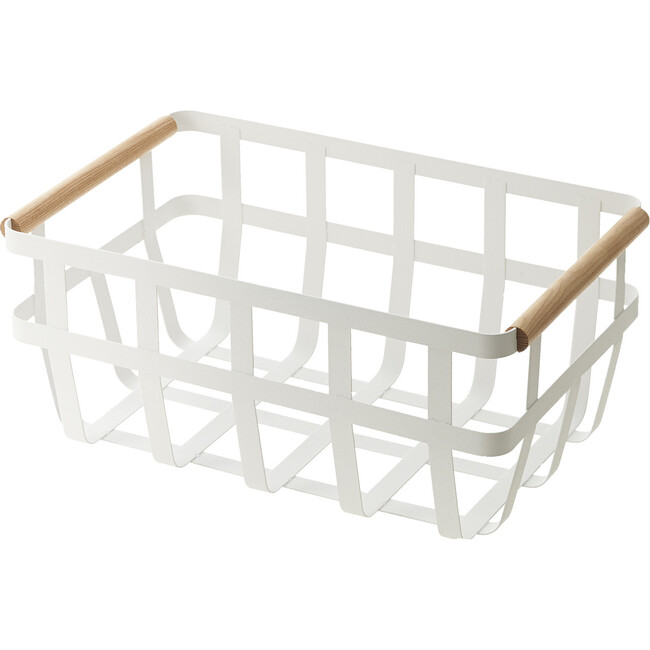 Dual-Handle Storage Basket, White