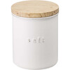 Ceramic Salt Canister With Wooden Lid, White - Storage - 1 - thumbnail