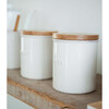 Ceramic Salt Canister With Wooden Lid, White - Storage - 2