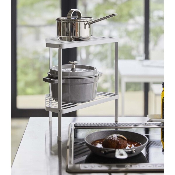 Tower Two-Tier Corner Riser, White - Yamazaki Home | Maisonette