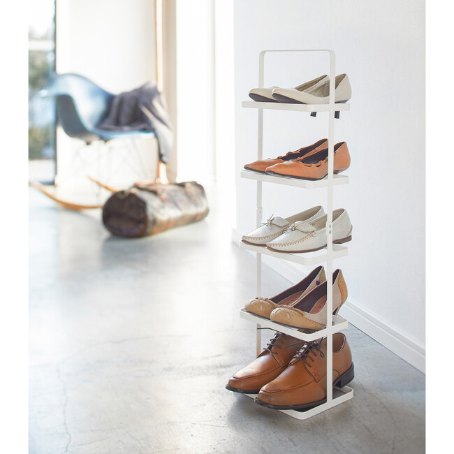 Tall 5-Stack Shoe Rack, White - Storage - 3
