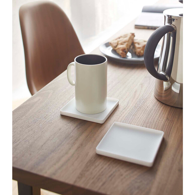 Square Silicone Coaster, White (Set of 6) - Storage - 1