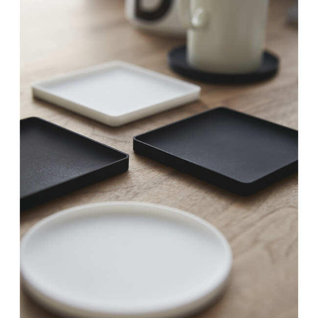 Square Silicone Coaster, White (Set of 6) - Storage - 2