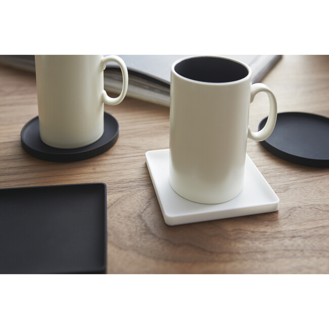 Square Silicone Coaster, White (Set of 6) - Storage - 4