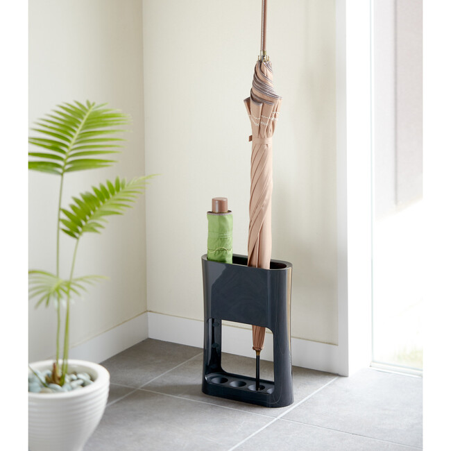 Small Compact Umbrella Stand With Divider, Black - Storage - 2