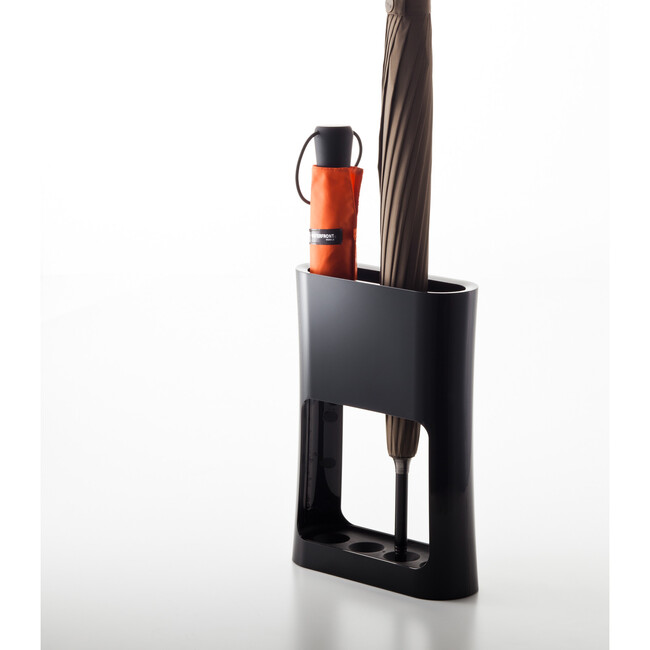 Small Compact Umbrella Stand With Divider, Black - Storage - 3