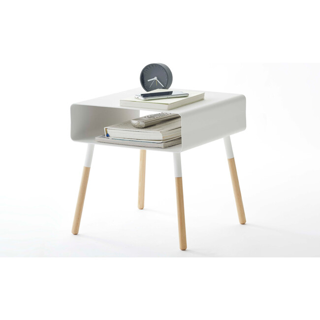 Short Side Table with Storage Shelf, White - Storage - 2