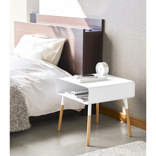 Short Side Table with Storage Shelf, White - Storage - 3