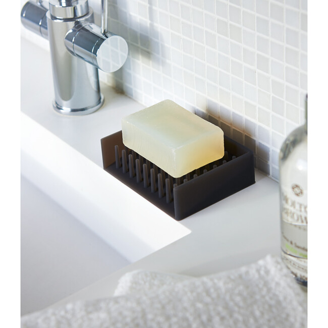 Self-Draining Silicone Soap Tray, Black - Storage - 2