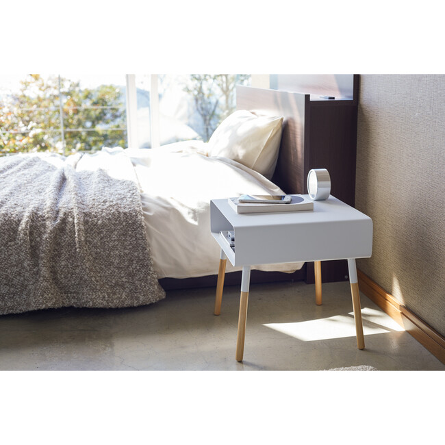 Short Side Table with Storage Shelf, White - Storage - 5