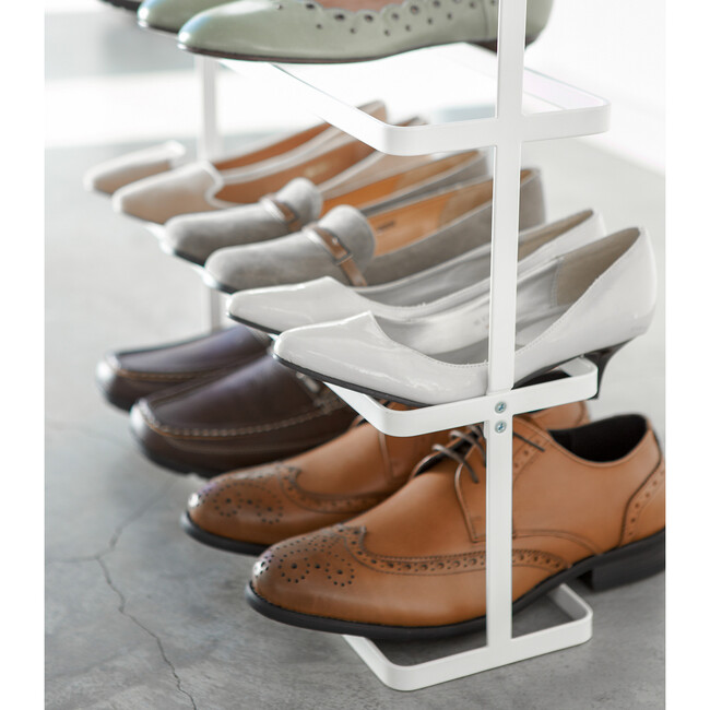 Short & Wide 3-Stack Shoe Rack, White - Storage - 4