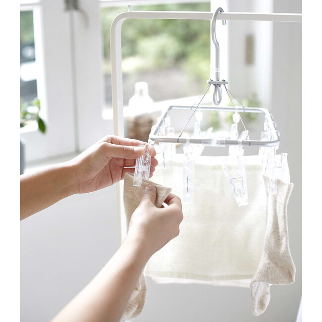 Rolling Hanger Rack with Laundry Wire Basket, White - Storage - 4