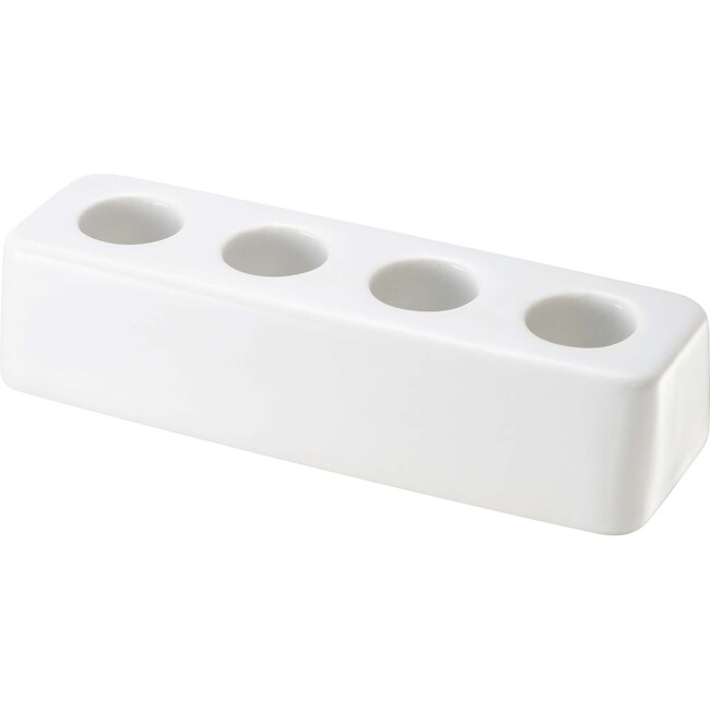 Rectangular Ceramic Toothbrush Stand, White