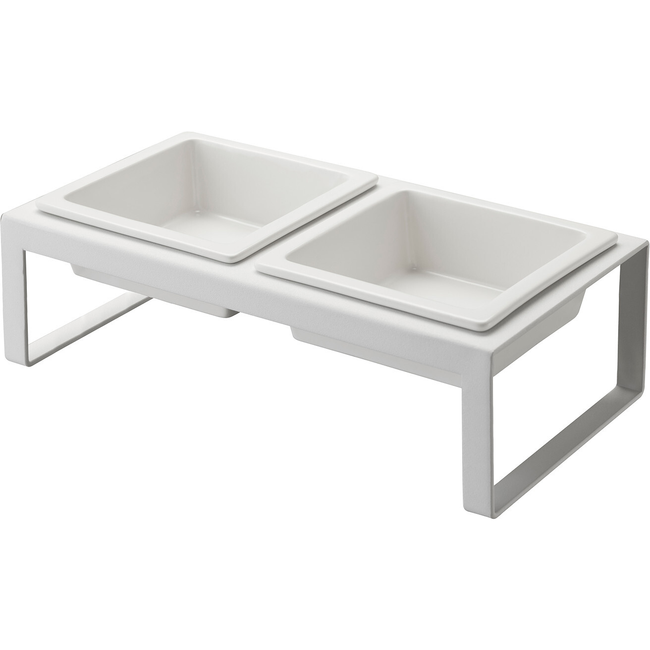 Pet Food Bowl 2-Pieces With Tall Stand, White - Storage - 1