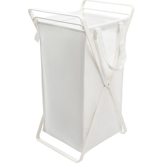 Medium Laundry Hamper With Cotton Liner, White