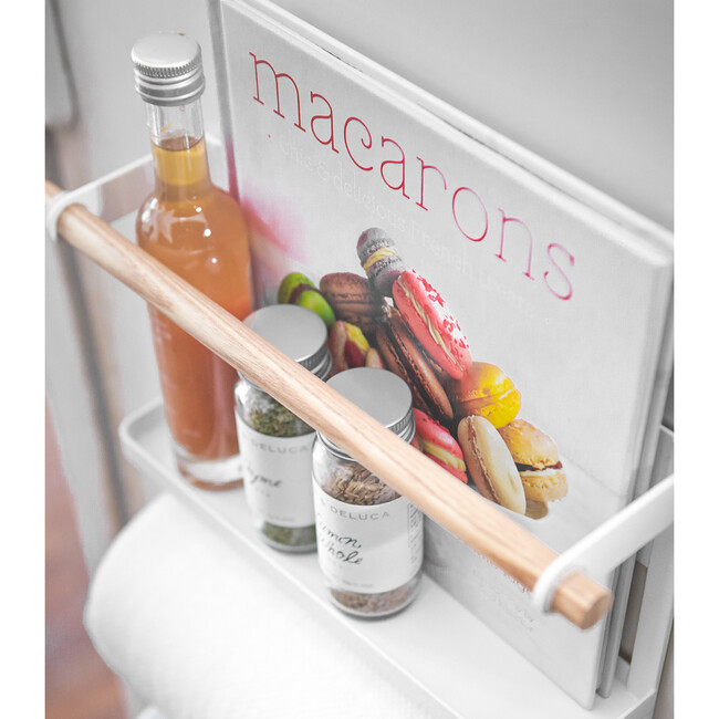 Magnetic Kitchen Organization Rack With Wooden Handles, White - Storage - 4