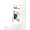 Leaning Ladder Rack With Shelf, White - Storage - 2