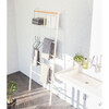 Leaning Ladder Rack With Shelf, White - Storage - 3