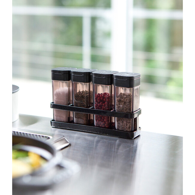 4-Piece Spice Bottles With Rack, Black - Storage - 2